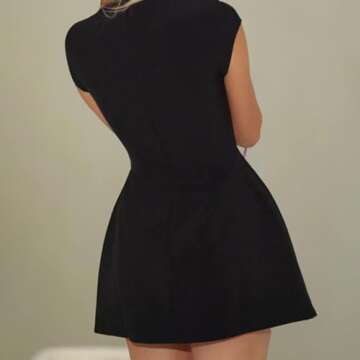 The Cap Sleeve Mini Dress,Cap Sleeve Mini Dress Muse Cap Sleeve Mini Dress Elegant A Line Ultimate-Muse (Black,M)