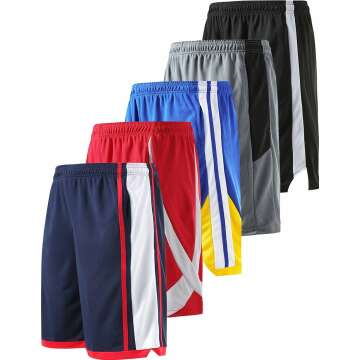 Liberty Imports 5 Pack Big Boys Youth Athletic Mesh Basketball Shorts with Pockets Quick Dry Activew...