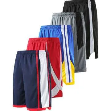 Liberty Imports 5 Pack Big Boys Youth Athletic Mesh Basketball Shorts with Pockets Quick Dry Activew...