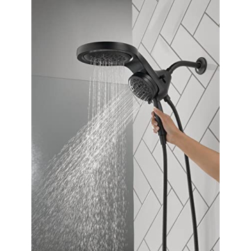Delta HydroRain Dual Shower Head with Handheld Spray in Matte Black