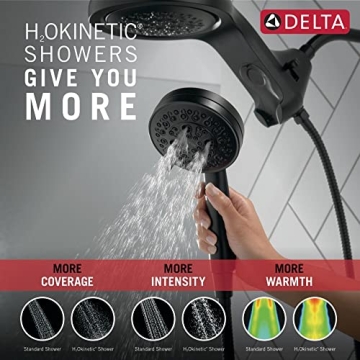 Delta HydroRain Dual Shower Head with Handheld Spray in Matte Black