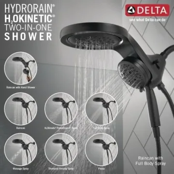 Delta HydroRain Dual Shower Head with Handheld Spray in Matte Black