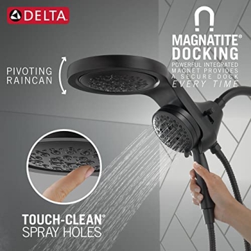 Delta HydroRain Dual Shower Head with Handheld Spray in Matte Black