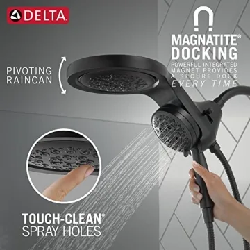 Delta HydroRain Dual Shower Head with Handheld Spray in Matte Black