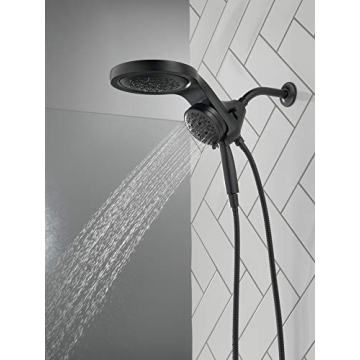 Delta HydroRain Dual Shower Head with Handheld Spray in Matte Black