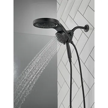 Delta HydroRain Dual Shower Head with Handheld Spray in Matte Black