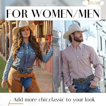 JASGOOD Women Men Rhinestones Belt,Bling Western Cowgirl Cowboy Studded Leather Belt Diamond Waist Belt for Jeans Pants