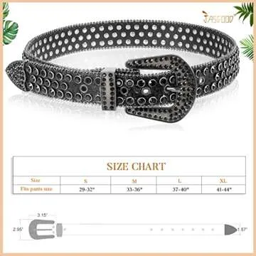 JASGOOD Women Men Rhinestones Belt,Bling Western Cowgirl Cowboy Studded Leather Belt Diamond Waist Belt for Jeans Pants