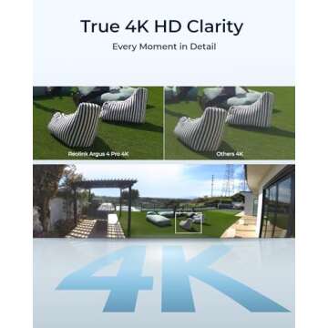 REOLINK Argus 4 Pro, 4K Solar Security Cameras Wireless Outdoor, 8MP for Home Security, ColorX Night Vision, 180° No Blindspots, 5G/2.4GHz WiFi 6, AI Detection, No Monthly Fee, Home Hub Compatible