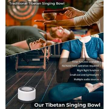 Tibetan Meditation Singing Bowls Machine - Plays 8 Different Bowls Sound for Yoga, Meditation, Mindfulness, Healing, Chakra Healing, Stress Relief, Timer and Memory Features for Women/Men, by Vangoa