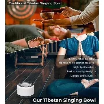 Tibetan Meditation Singing Bowls Machine - Plays 8 Different Bowls Sound for Yoga, Meditation, Mindfulness, Healing, Chakra Healing, Stress Relief, Timer and Memory Features for Women/Men, by Vangoa