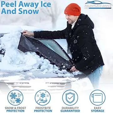 Car Windshield Cover for Ice and Snow Kit (Fits All Cars) Includes Ice Scraper and Side Mirror Covers - Winter Car Accessories