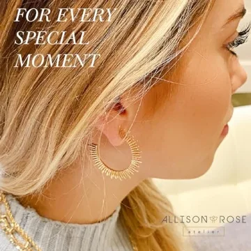 ALLISON ROSE ATELIER – Women’s Spike Earrings – 16k Gold Plated Open C Sun Hoop Earrings – Cool Earrings – Spike Hoops – Gold Boho Statement Earrings