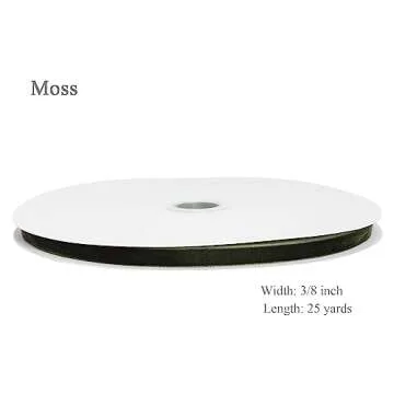 YASEO Moss Green Velvet Ribbon, 3/8 inch x 25 Yards, Ideal for Choker, Gift Wrapping, Crafts, and Decorations