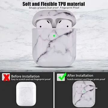 RGBWIND Airpod Case for Men Women and Girls,Compatible with Apple Air pod Case 2 and 1,Anti-Slip and Cute Cool Marble Design Cover,Hard airbuds Accessories with Keychain, White