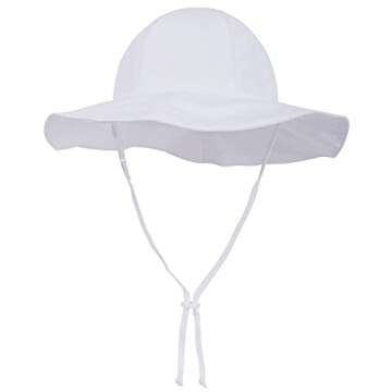 SimpliKids UPF 50+ UV Sun Protection Wide Brim Baby Sun Hat,White,12-24 Months