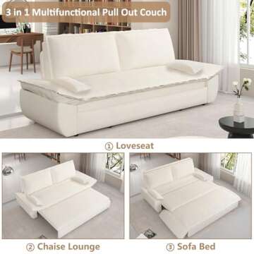 Neylory 70.1" Queen Pull Out Sofa Bed, 3 in 1 Convertible Sleeper Sofa, Velvet Loveseat Couch for Living Room, Apartment, Small Space, Beige