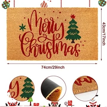 Merry Christmas Door Mat with Non-Slip Design for Holiday Decor