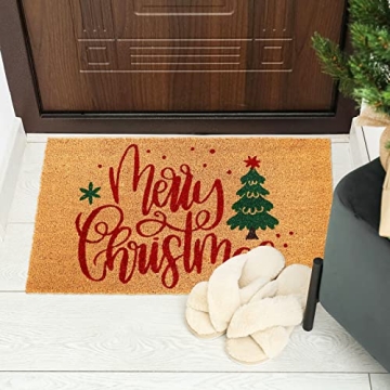 Merry Christmas Door Mat with Non-Slip Design for Holiday Decor