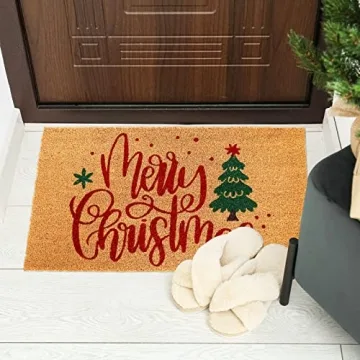 Merry Christmas Door Mat with Non-Slip Design for Holiday Decor