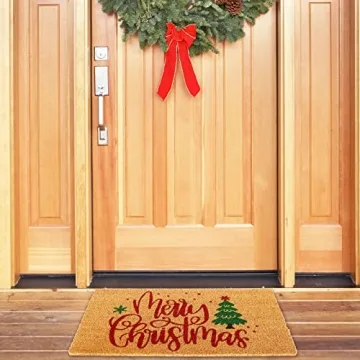 Merry Christmas Door Mat with Non-Slip Design for Holiday Decor