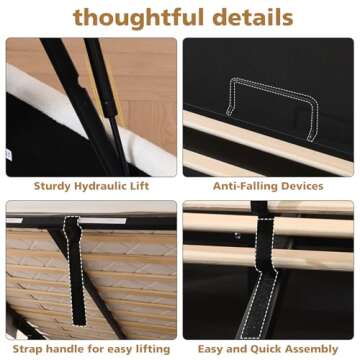 VELOCAVA Queen Lift-Up Storage Bed for Modern Bedrooms