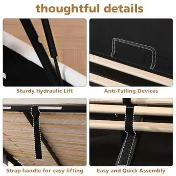 VELOCAVA Queen Lift-Up Storage Bed for Modern Bedrooms