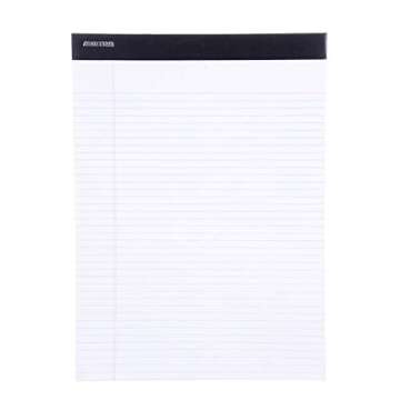 Mintra Office Legal Pads - ((BASIC WHITE 6pk, 8.5in x 11in, NARROW RULED)) - 50 Sheets per Notepad, Micro perforated Writing Pad, Notebook Paper for School, College, Office, Business