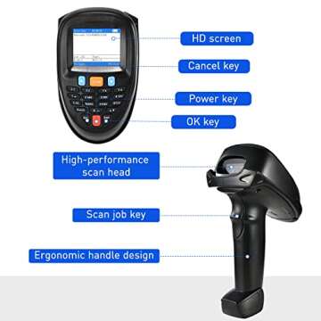 JRHC Wireless Barcode Scanner with Charging Base - Portable 1D Bar Code Scanner for Inventory & Data...