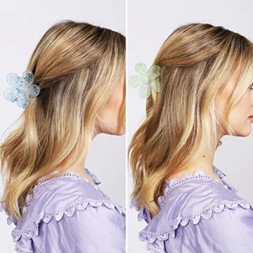 Flower Hair Claw Clips 8PCS for Women Girls - Strong Hold Accessories