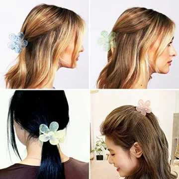 Flower Hair Claw Clips 8PCS for Women Girls - Strong Hold Accessories