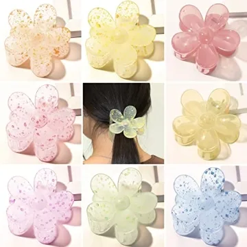 Flower Hair Claw Clips 8PCS for Women Girls - Strong Hold Accessories