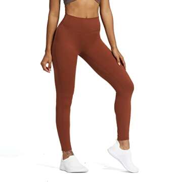 Aoxjox High Waisted Workout Leggings for Women Trinity Yoga Pants 26.5" (Cherry Mahogany, Medium)