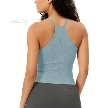 ODODOS Women's 3-Pack Seamless Cami Tops Ribbed Camisole Tank Top, Pink Lace+Violet+Iceberg, Medium/Large