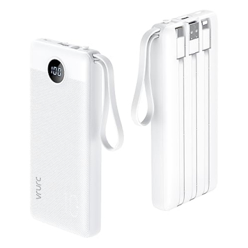 VRURC Portable Charger 10000mAh with Built-in Cables