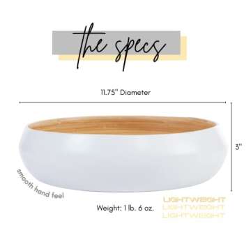 HABITAAS Sustainable Fruit Bowl, Large Bamboo Serving Bowl