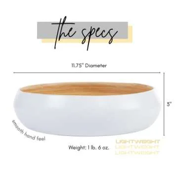 HABITAAS Sustainable Fruit Bowl, Large Bamboo Serving Bowl