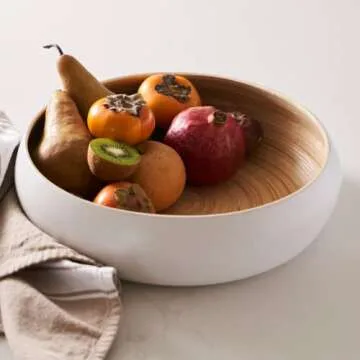 HABITAAS Sustainable Fruit Bowl, Large Bamboo Serving Bowl