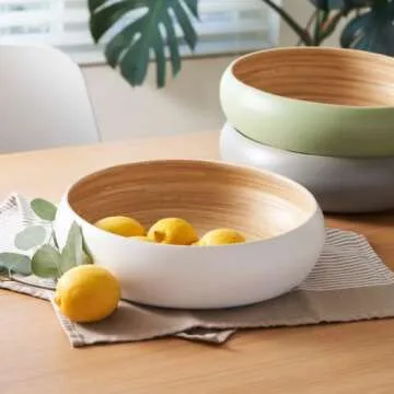 HABITAAS Sustainable Fruit Bowl, Large Bamboo Serving Bowl