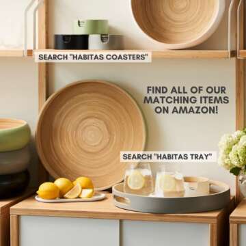 HABITAAS Sustainable Fruit Bowl, Large Bamboo Serving Bowl