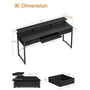 Ergonomic ODK Computer Desk with Storage & Keyboard Tray