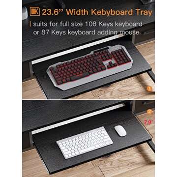 Ergonomic ODK Computer Desk with Storage & Keyboard Tray
