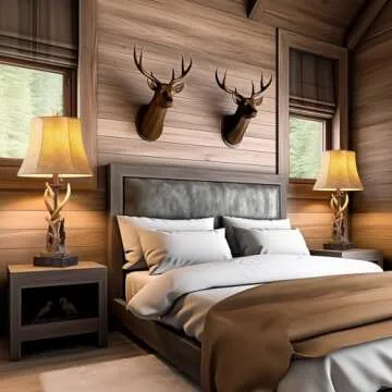 BOWOBO Rustic Antler Table Lamps Set with USB Ports