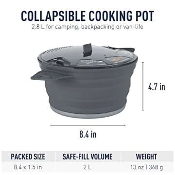 Sea to Summit X-Pot Collapsible Camping Cook Pot, 2.8 Liter - Grey