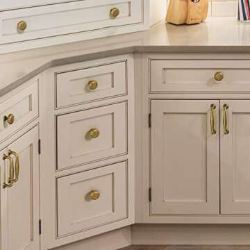 Yanxia Set of 6 Elegant Antique Brass Cabinet Knobs - Classic Round Kitchen Hardware, Vintage Drawer Pulls Sleek Retro Dresser Handles