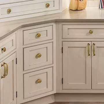 Yanxia Set of 6 Elegant Antique Brass Cabinet Knobs - Classic Round Kitchen Hardware, Vintage Drawer Pulls Sleek Retro Dresser Handles