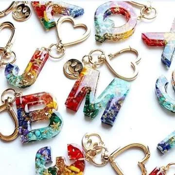 Reversed Resin Casting Alphabet Mold, Sturdy Letter & Number Silicone Mold for Epoxy Resin Crafts, Resin Keychains, Crayons, Soap, Clay Crafts, Key Rings not Included