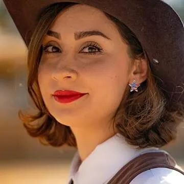 MADISON TYLER 4th of July Dangle Drop Earrings for Women | MAGA Red Blue White Patriotic USA Cute Pave Rhinestone Star Pierced Post Earrings | American Independence Day Gifts