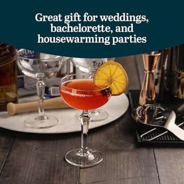 Libbey Capone Coupe Cocktail Glasses, Vintage Style, Diamond Cut Coupe Martini Glasses Set of 4, Traditional Cocktail Glass Set, Champagne Glasses