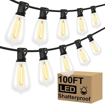 Brightever LED Outdoor String Lights 100FT - Create Unforgettable Ambiance!